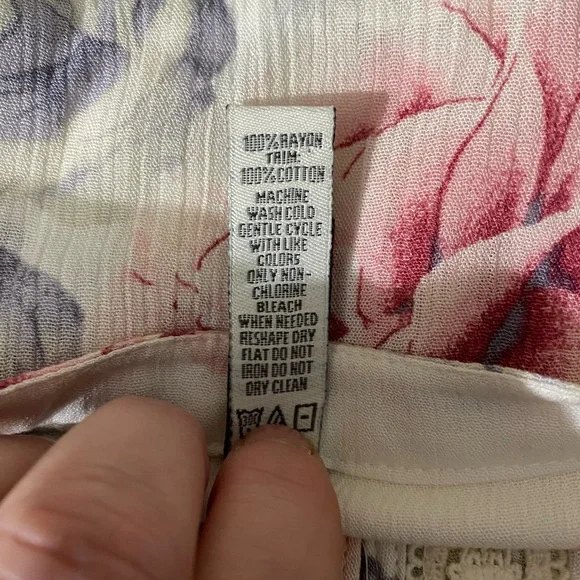 American Rag blouse shirt top buttons flowing long sleeves drawstring waist O-18 - Picture 4 of 6